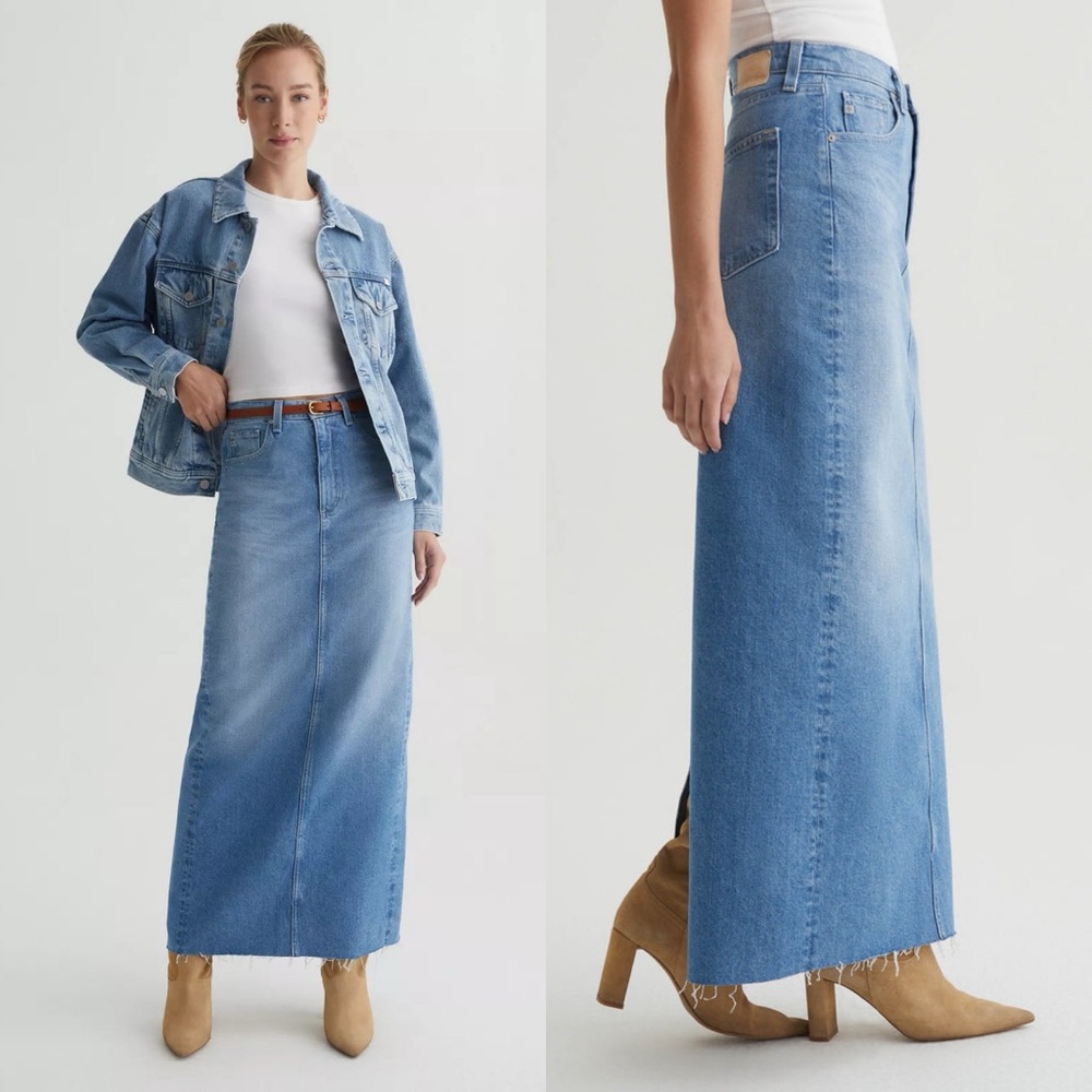 AG Adriano Goldschmied Rani Maxi Skirt Denim Contour 360‎ Stretch Size 26 (US 2)